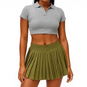 Aritzia TNA Pleated Tennis Skirt in Army Green Sz XS Performance Athletic